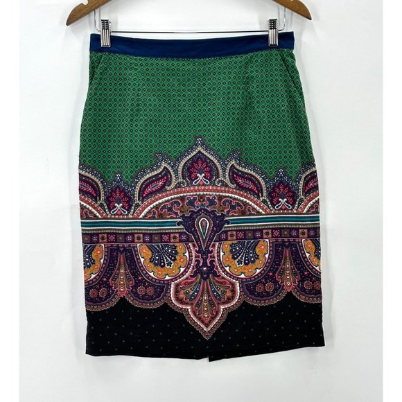 Edme Esyllte Antropologie Womens Pencil Skirt Corduroy Paisley Multicolor 6 - Picture 1 of 9